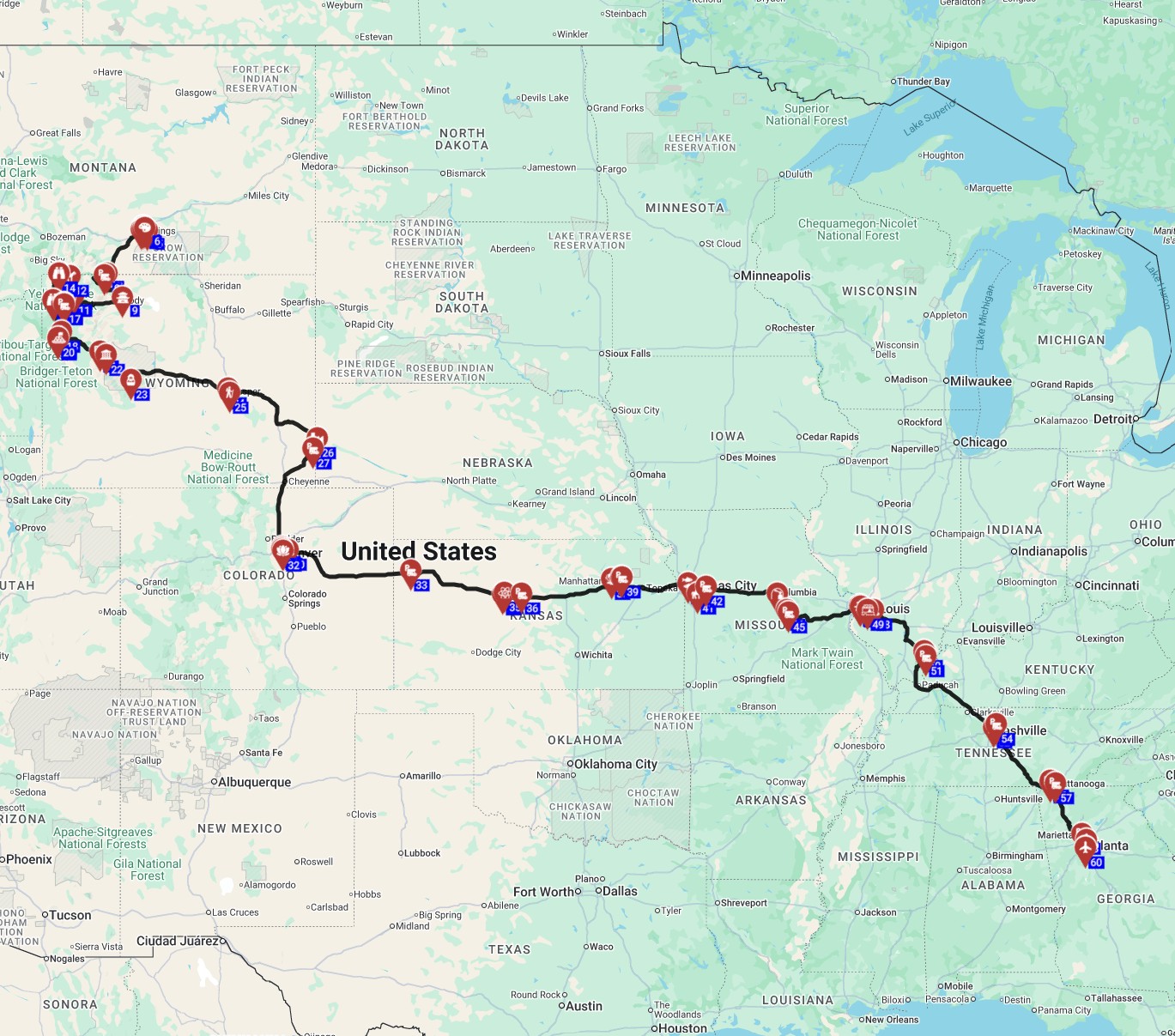 Billings to Atlanta - Mountains Music  Motorhomes Billings to Atlanta Road Trip